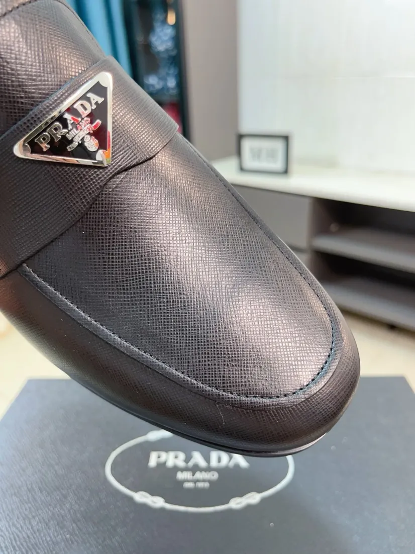 Men's shoes 💰540🌹🌹【PRADA Leather Shoes】Top purchasing agency Original imported Italian custom-made open-edge beaded cowhide leather surface, fully imported water-dyed breathable cowhide lining, original factory special molded sole super comfortable, size: 38-44